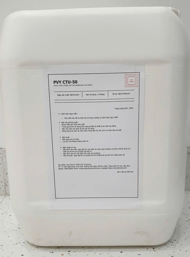 PVY CTU-50 / HÓA CHẤT CHỐNG BIẾN MÀU SAU MẠ ĐỒNG, ĐỒNG VẬT LIỆU
